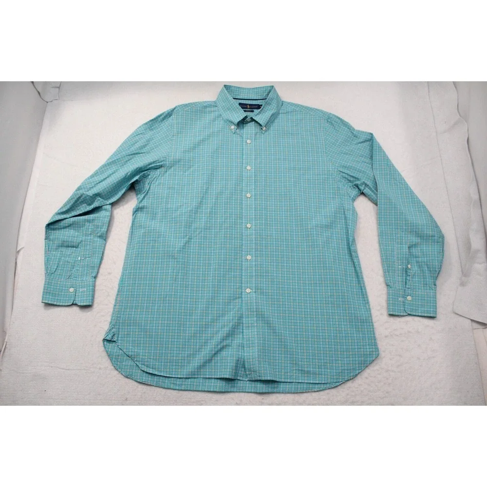 Polo Ralph Lauren Dress Shirt Plaid 120s 2-Ply‎ Classic Fit Long Sleeve Mens XL